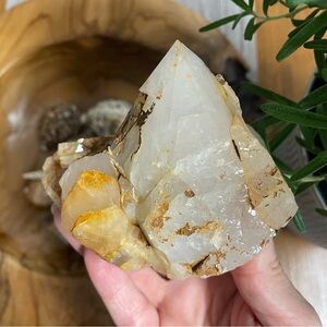 Natural Crystal Cluster large self standing golden healer point cluster
